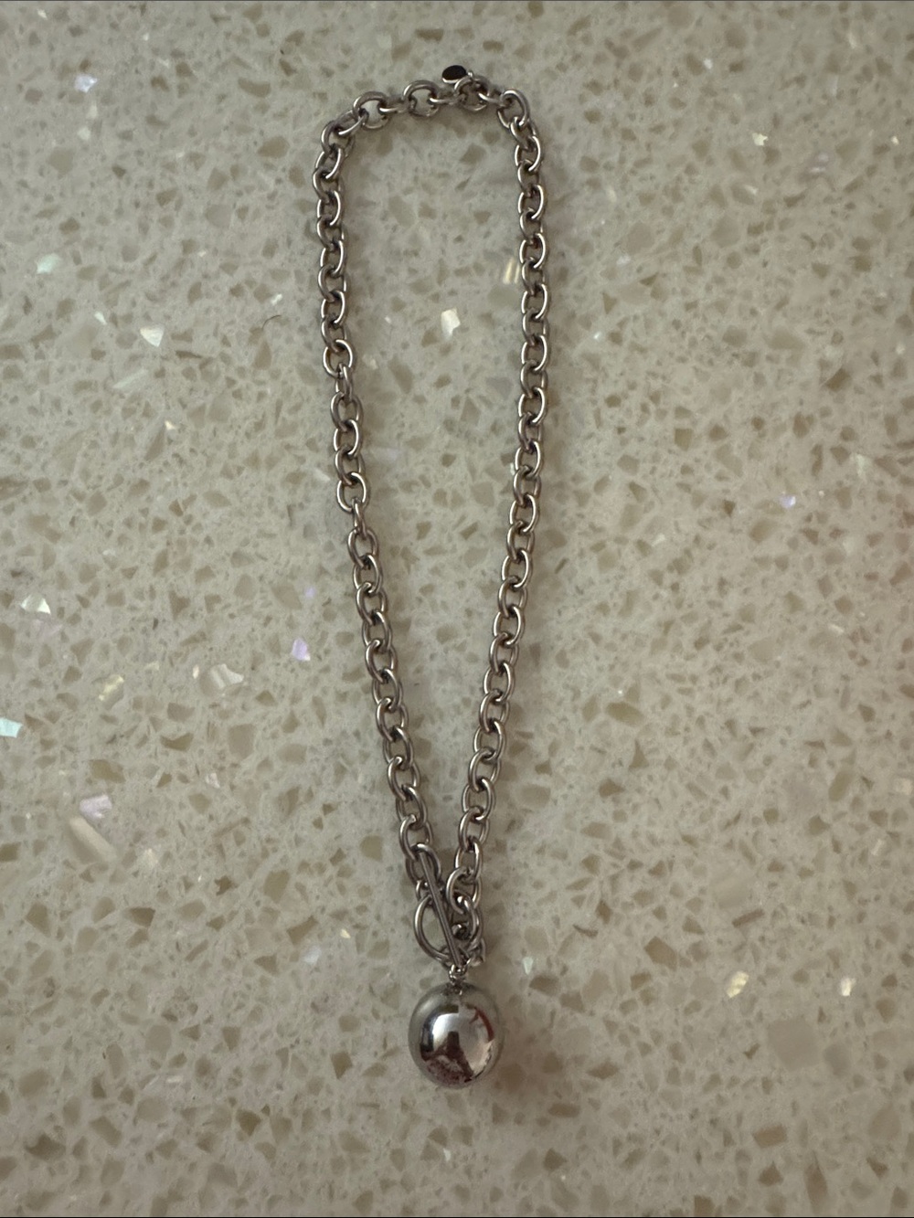 Petit Moments Silver Chain Necklace with Polished Orb Pendant